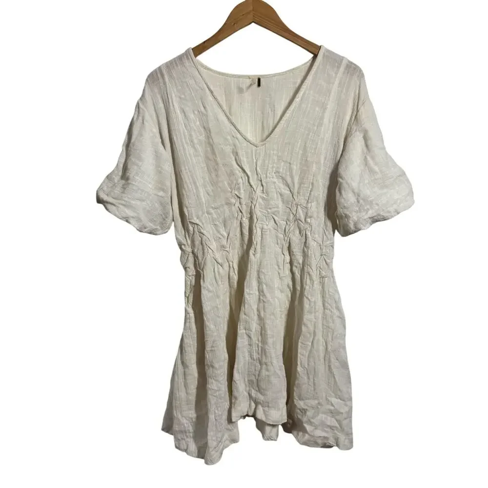 Free People Cotton Boho Mini Dress Women S Cream Coastal‎ Cottage Beach Minimal